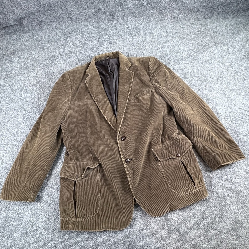 VTG 70s 80s Sears Corduroy Blazer Men 40R Brown‎ Distressed Grunge Dark Academia